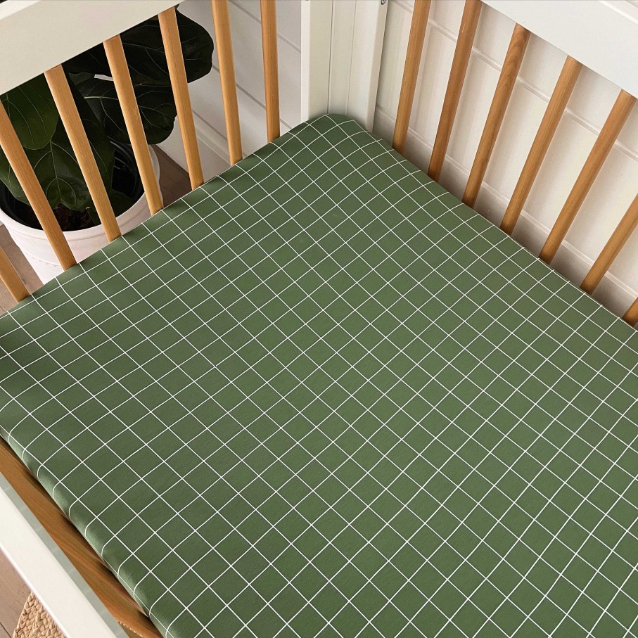 Baby Stuff SpearmintLOVE | Stretch Mini Crib Sheet, Basil Windowpane