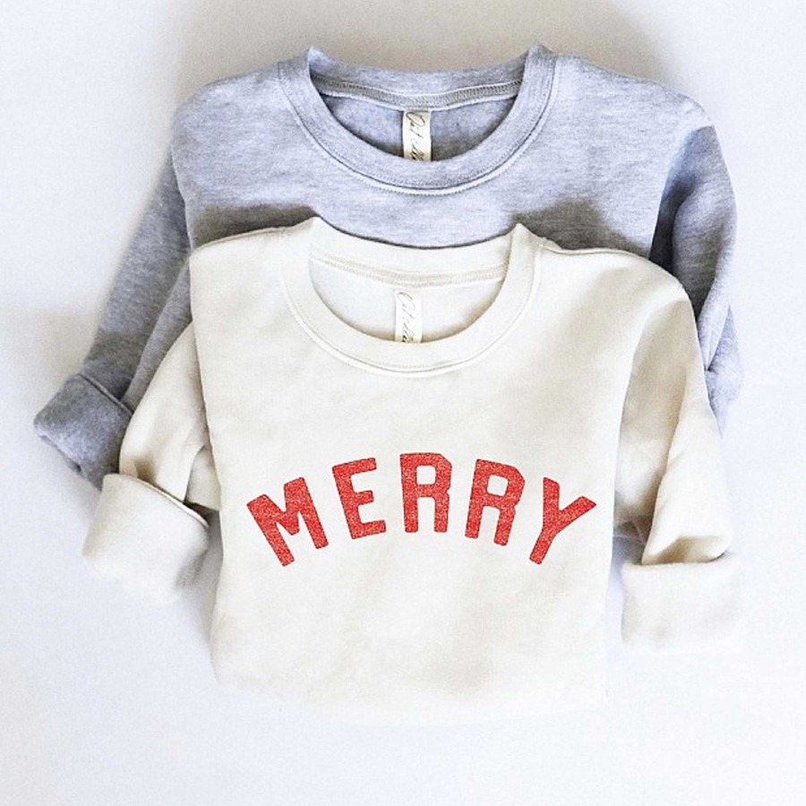 Boy Oat Collective | Merry Toddler Graphic Sweatshirt, Heather Dust