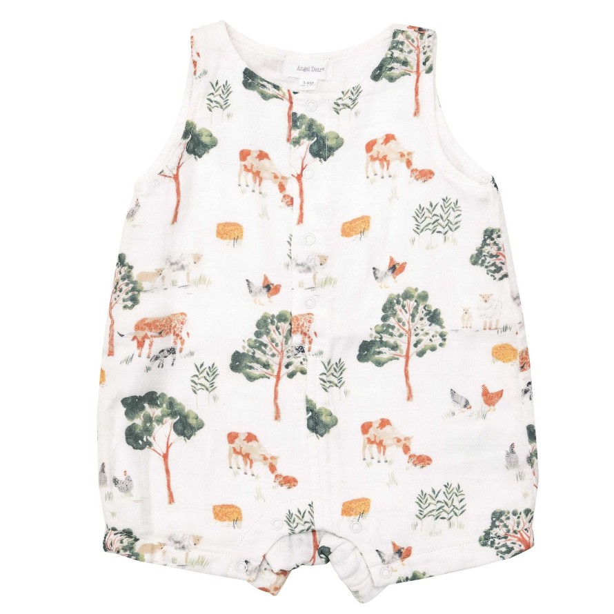 Boy Angel Dear | Shortie Romper, Farm Friends