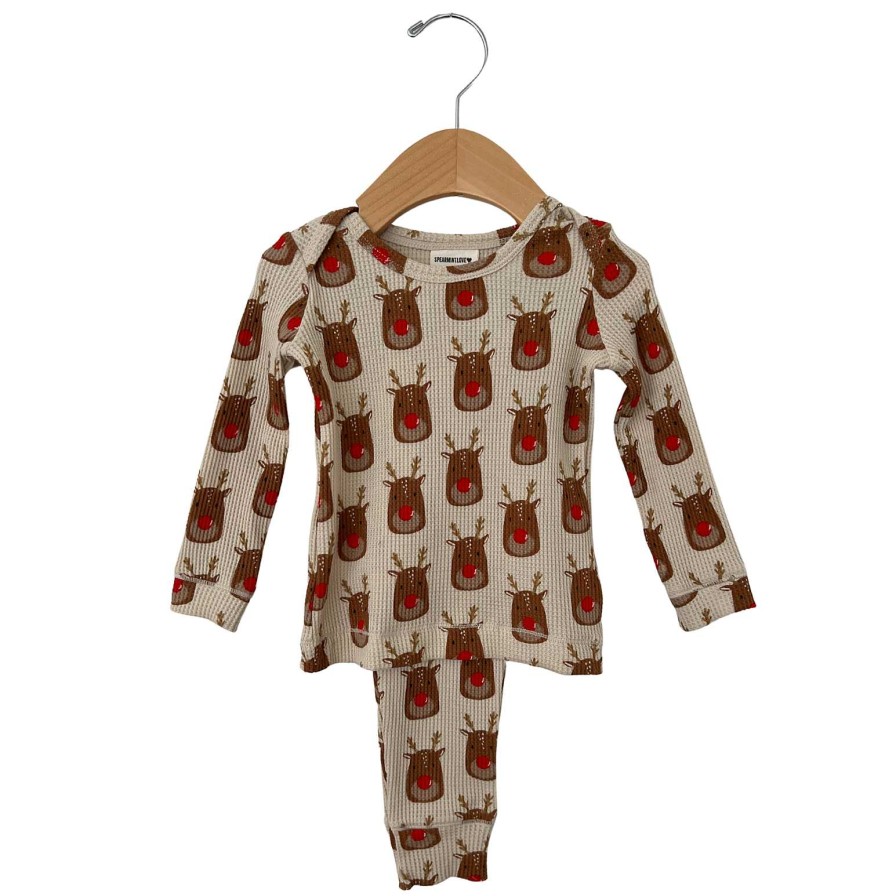 Girl SpearmintLOVE | Organic Waffle 2-Piece Set, Reindeer