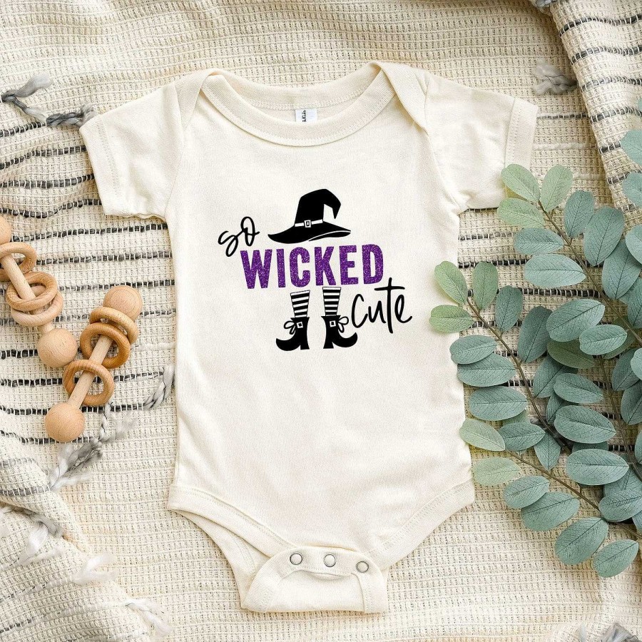 Girl The Juniper Shop | So Wicked Cute Glitter Short Sleeve Bodysuit, Cream