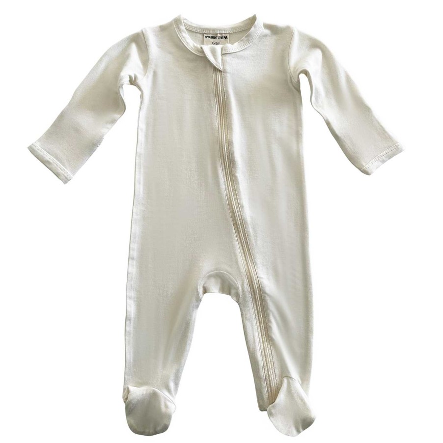 Boy SpearmintLOVE | 2-Way Zip Footie, Cloud White