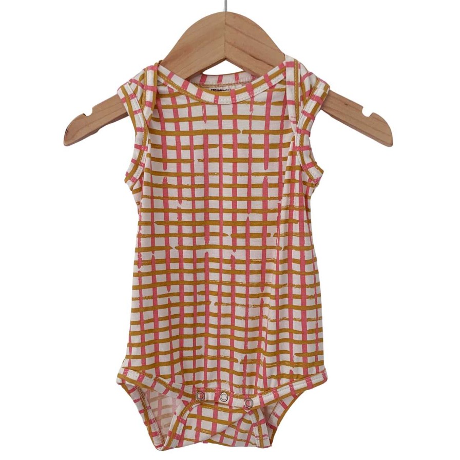 Girl SpearmintLOVE | Sleeveless Bodysuit, Pink Check