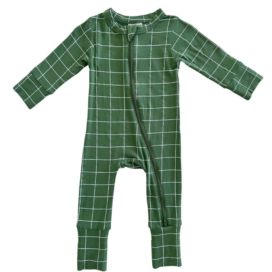 Girl SpearmintLOVE | 2-Way Convertible Zip Romper, Basil Windowpane