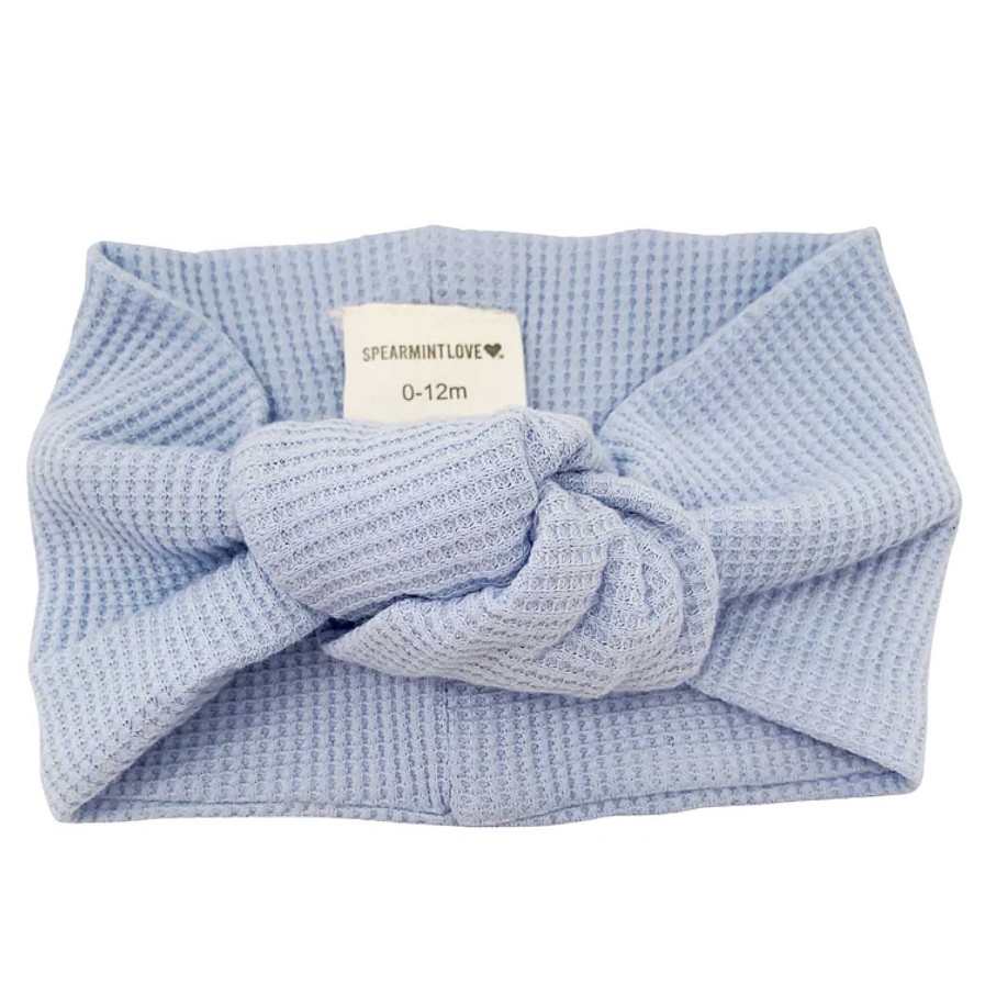 Girl SpearmintLOVE | Organic Waffle Turban Headband, Baby Blue