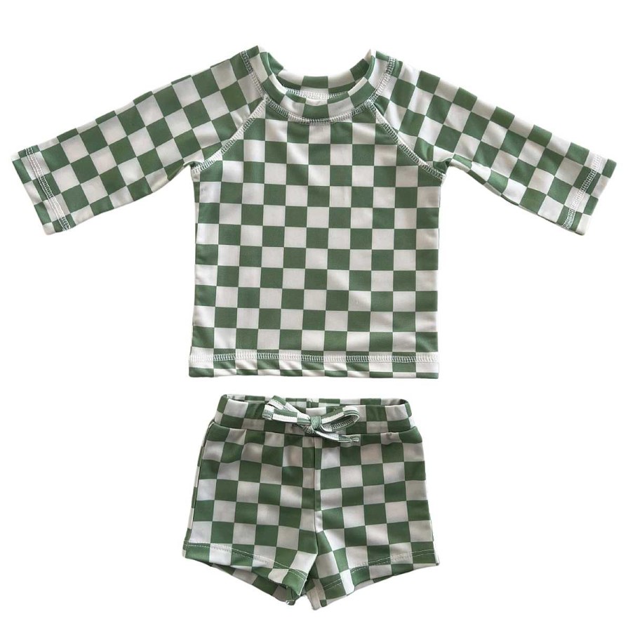 Boy SIIX Collection | Lime Checkerboard / Mar Rashguard Set / Upf 50+