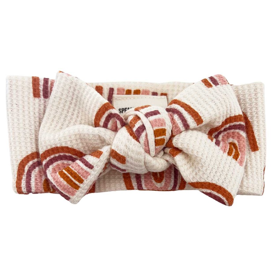 Girl SpearmintLOVE | Organic Waffle Knot Bow, Rust Rainbow