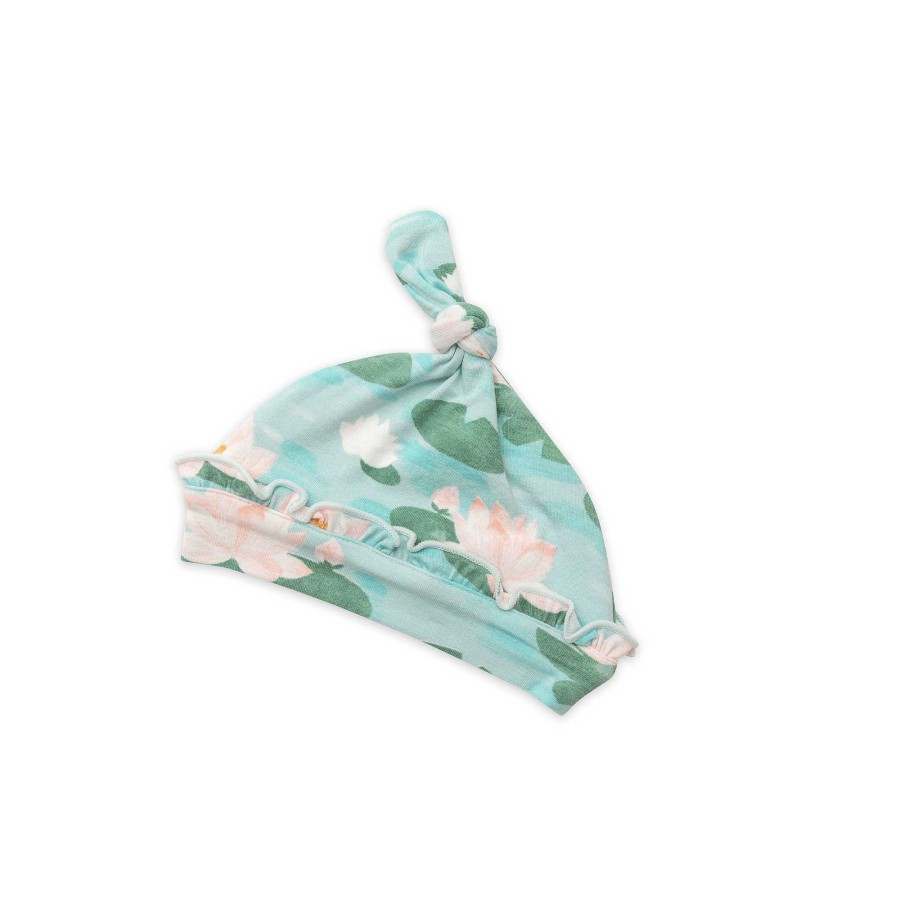 Accessories Angel Dear | Ruffle Knot Beanie, Lily Pads Blue