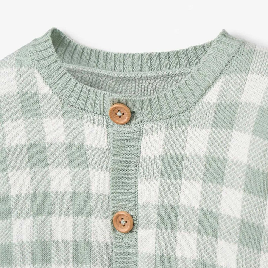 Girl Elegant Baby | Sage Gingham Cardigan