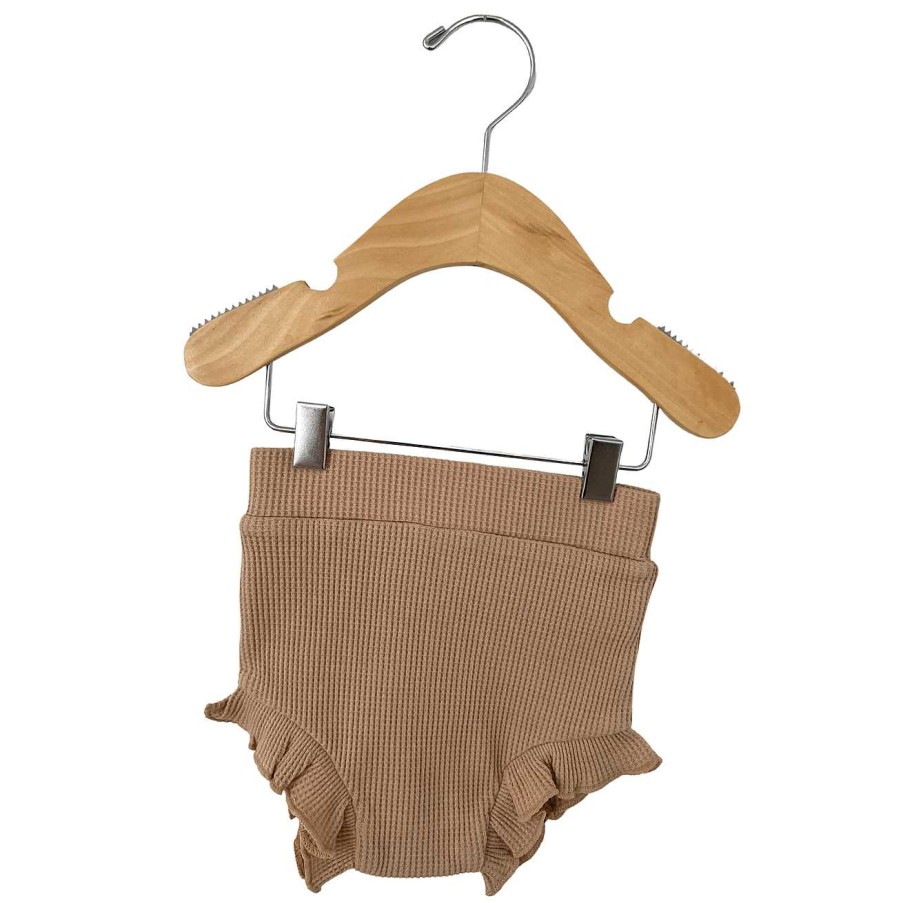 Girl SpearmintLOVE | Organic Waffle Ruffle Bloomer, Tan