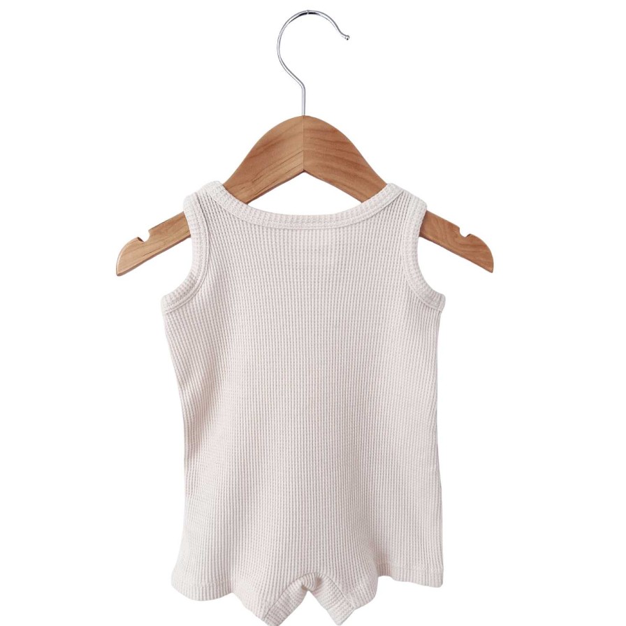 Boy SpearmintLOVE | Organic Waffle Shortie Romper, Snow