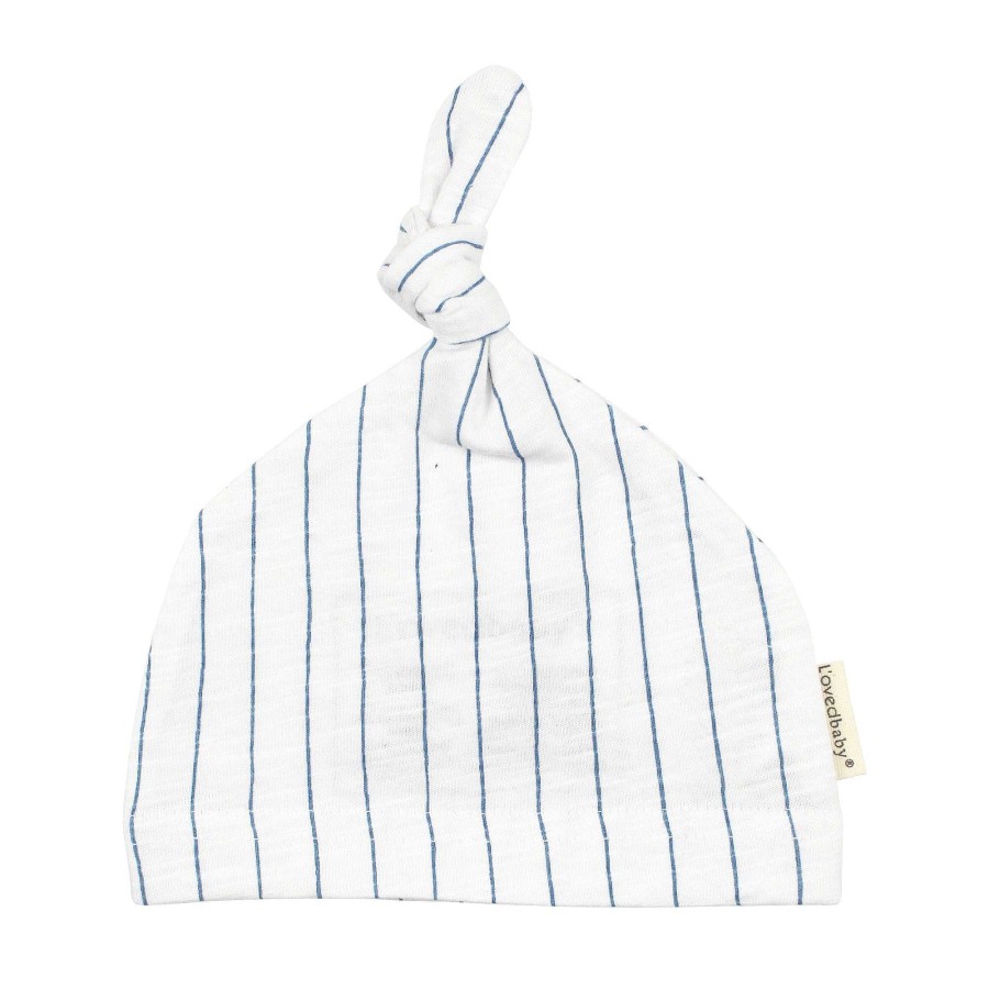 Accessories L'ovedbaby | Organic Slub Jersey Knotted Beanie, Pool Pinstripe