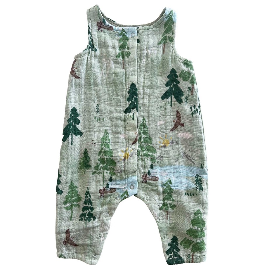 Boy Angel Dear | Muslin Sleeveless Romper, Mountain Cabin