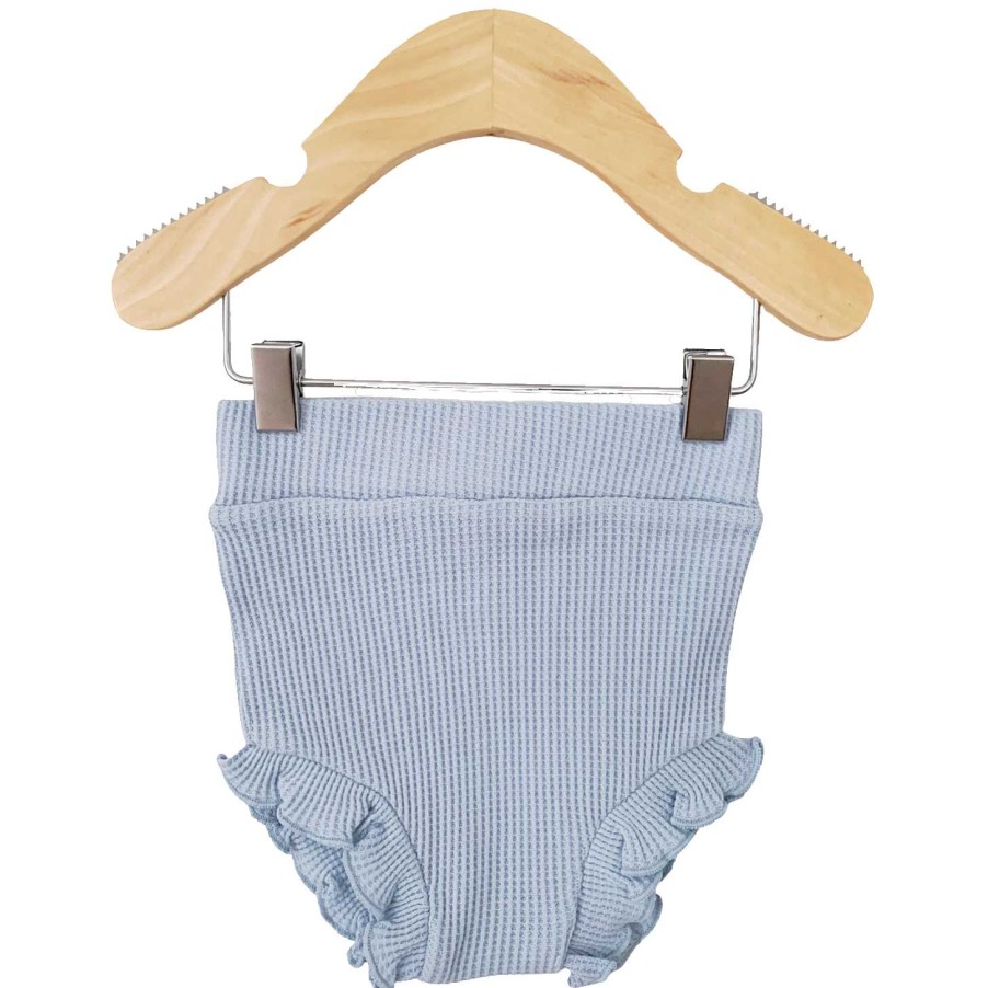 Girl SpearmintLOVE | Organic Waffle Ruffle Bloomer, Baby Blue