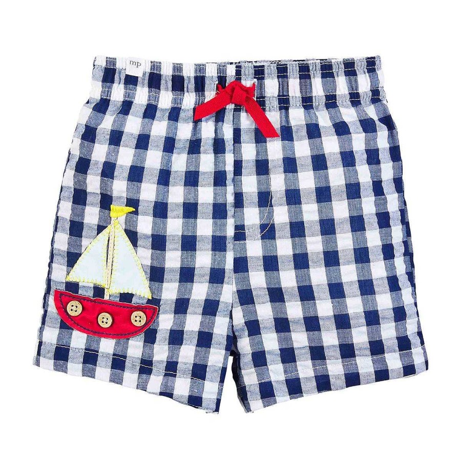 Boy Mud Pie | Sailboat Gingham Swim Trunks