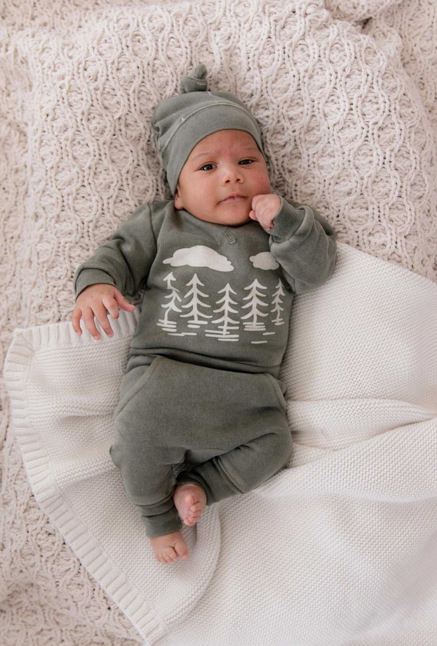 Accessories L'ovedbaby | Organic Cozy Knot Beanie, Hunter Tree