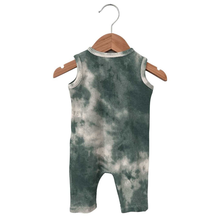 Boy SpearmintLOVE | Organic Waffle Easy Romper, Matcha Tie Dye