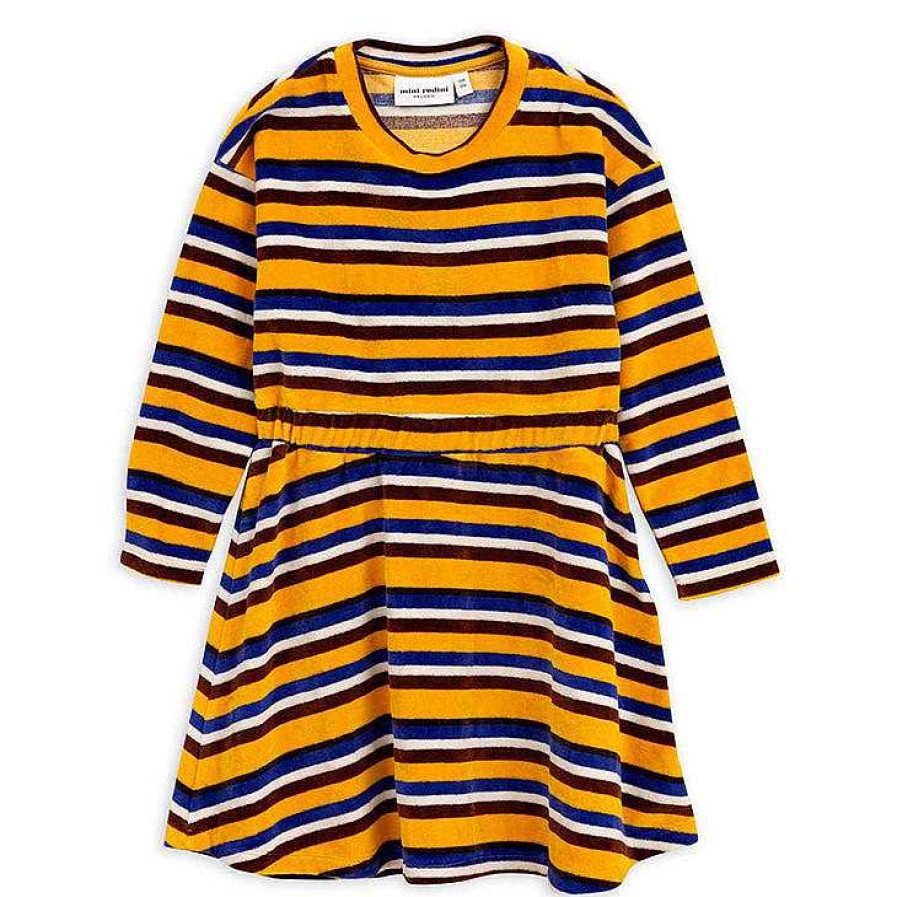 Girl Mini Rodini | Dress, Velour Stripe