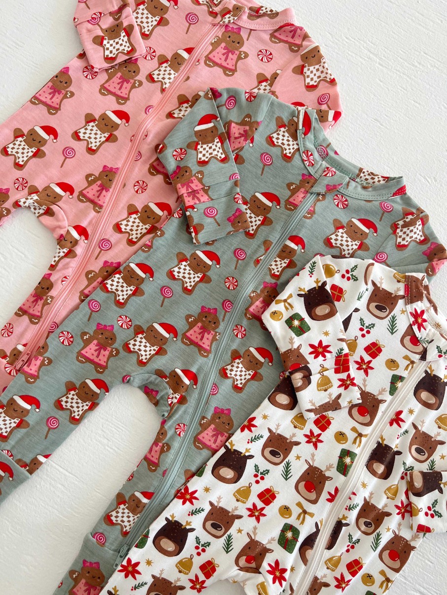 Boy SpearmintLOVE | 2-Way Convertible Zip Romper, Reindeer Friends