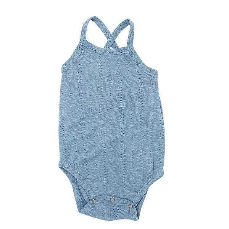 Girl L'ovedbaby | Pointelle Crossback Bodysuit, Pool