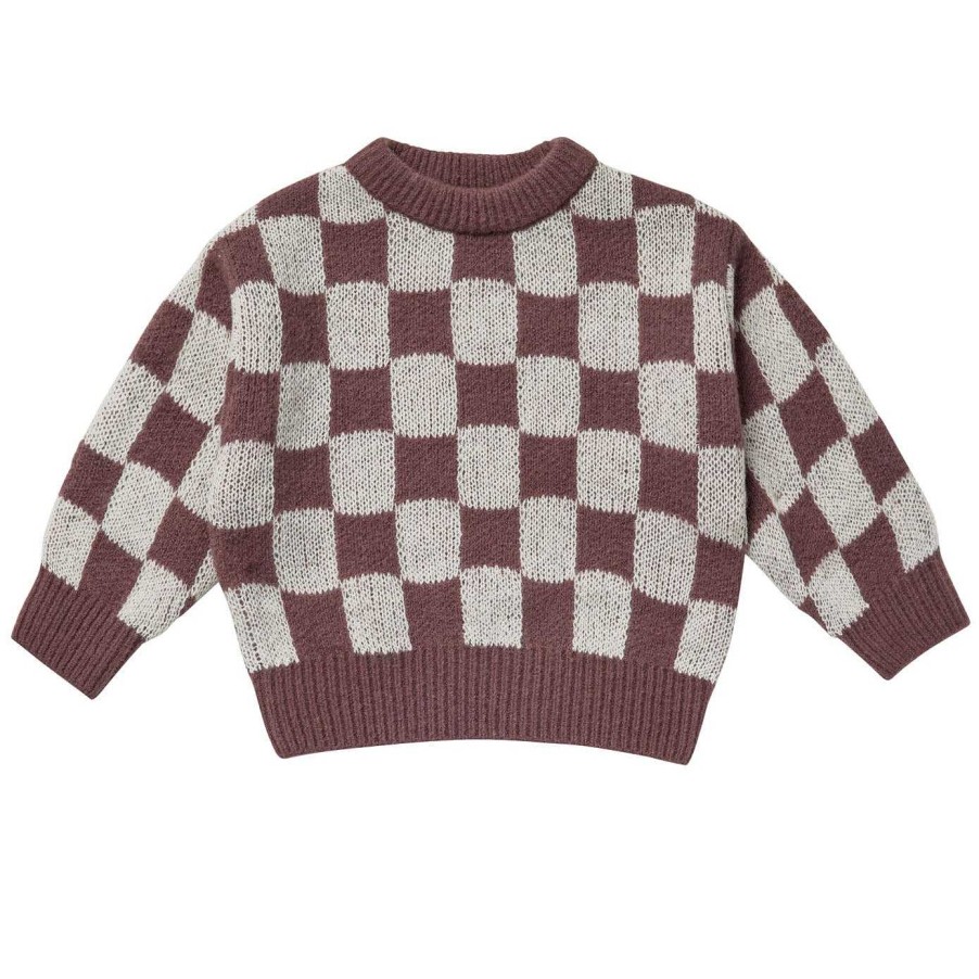 Boy Rylee & Cru | Rylee & Cru Knit Pullover, Plum Checker