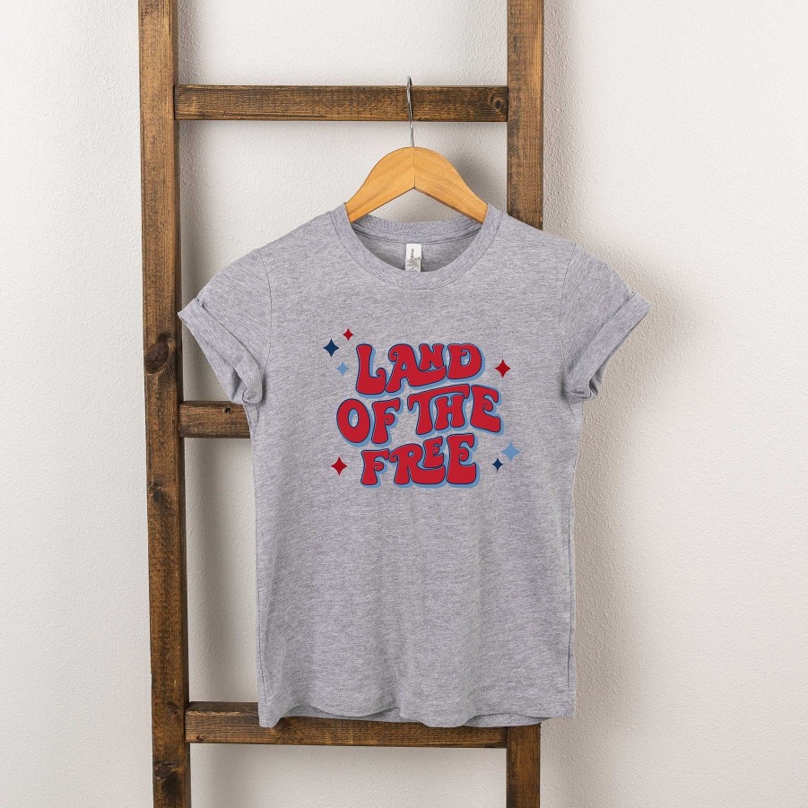 Boy The Juniper Shop | Land Of The Free Retro Short Sleeve Tee, Heather Grey