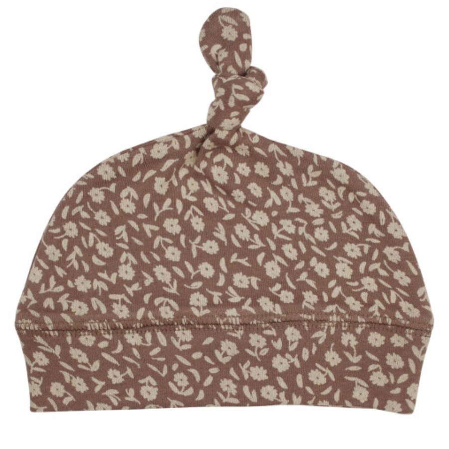 Accessories L'ovedbaby | Organic Banded Knot Beanie, Latte Floral