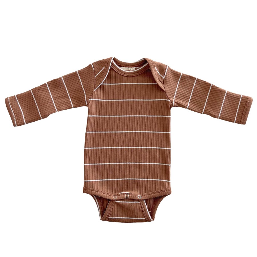 Girl SIIX Collection | Saddle Stripe / Organic Ribbed Long Sleeve Bodysuit