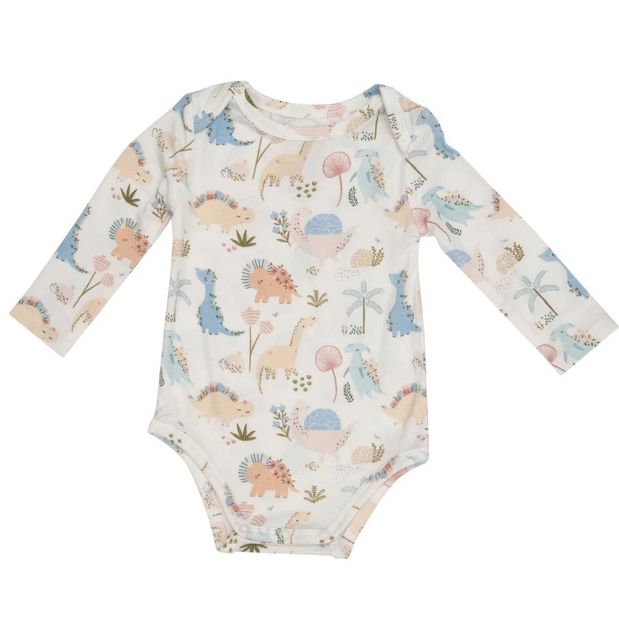 Girl Angel Dear | Long Sleeve Bodysuit, Soft Dinos Pink