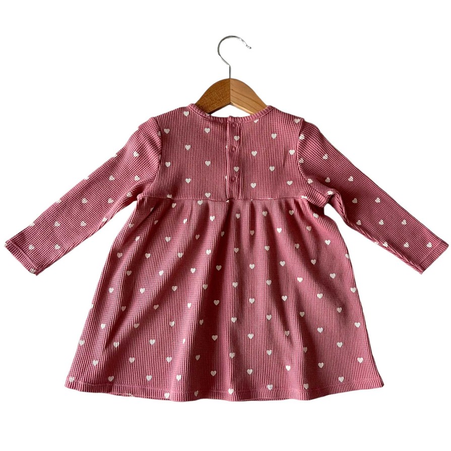 Girl SpearmintLOVE | Organic Waffle Simple Dress, Mauve Heart