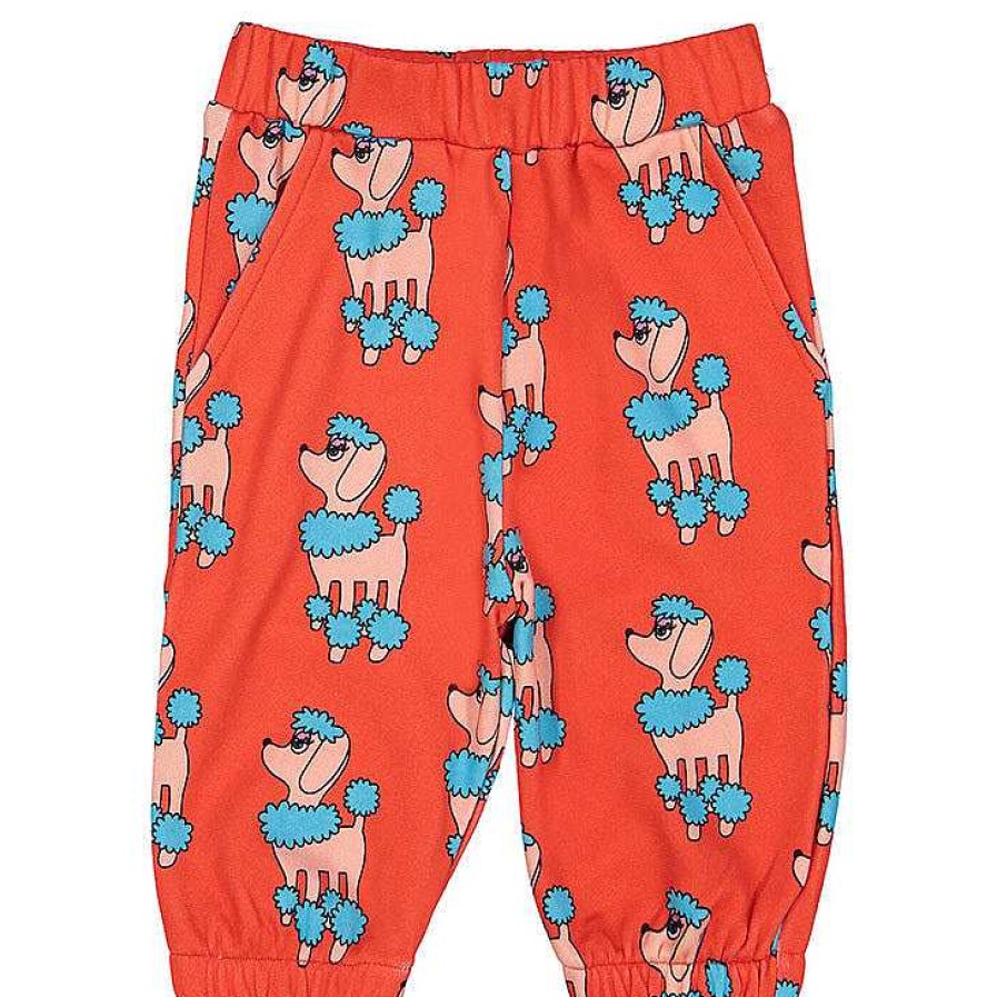 Girl Hugo Loves Tiki | Knee Sweat Shorts, Red Poodle