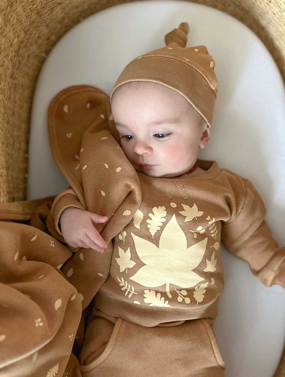 Accessories L'ovedbaby | Organic Cozy Knot Beanie, Toffee Leaf