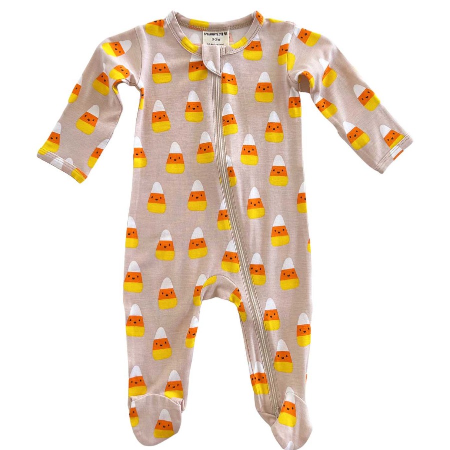 Boy SpearmintLOVE | 2-Way Zip Footie, Candy Corn