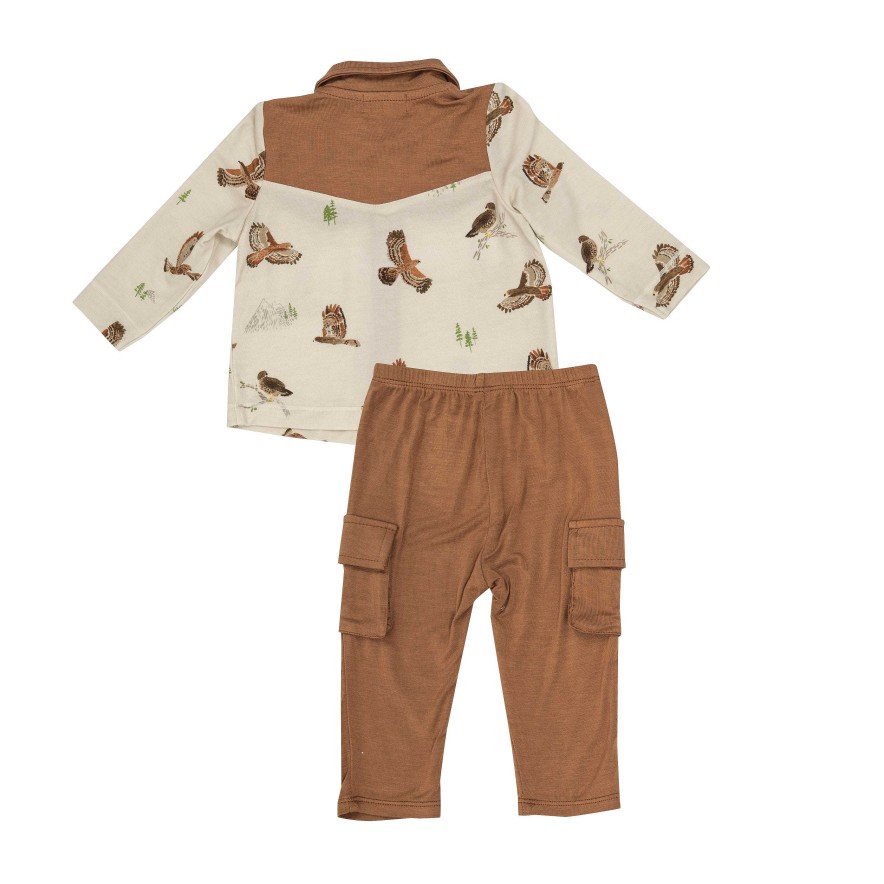 Boy Angel Dear | Cowboy Button Down Shirt & Pant Set, Hawks