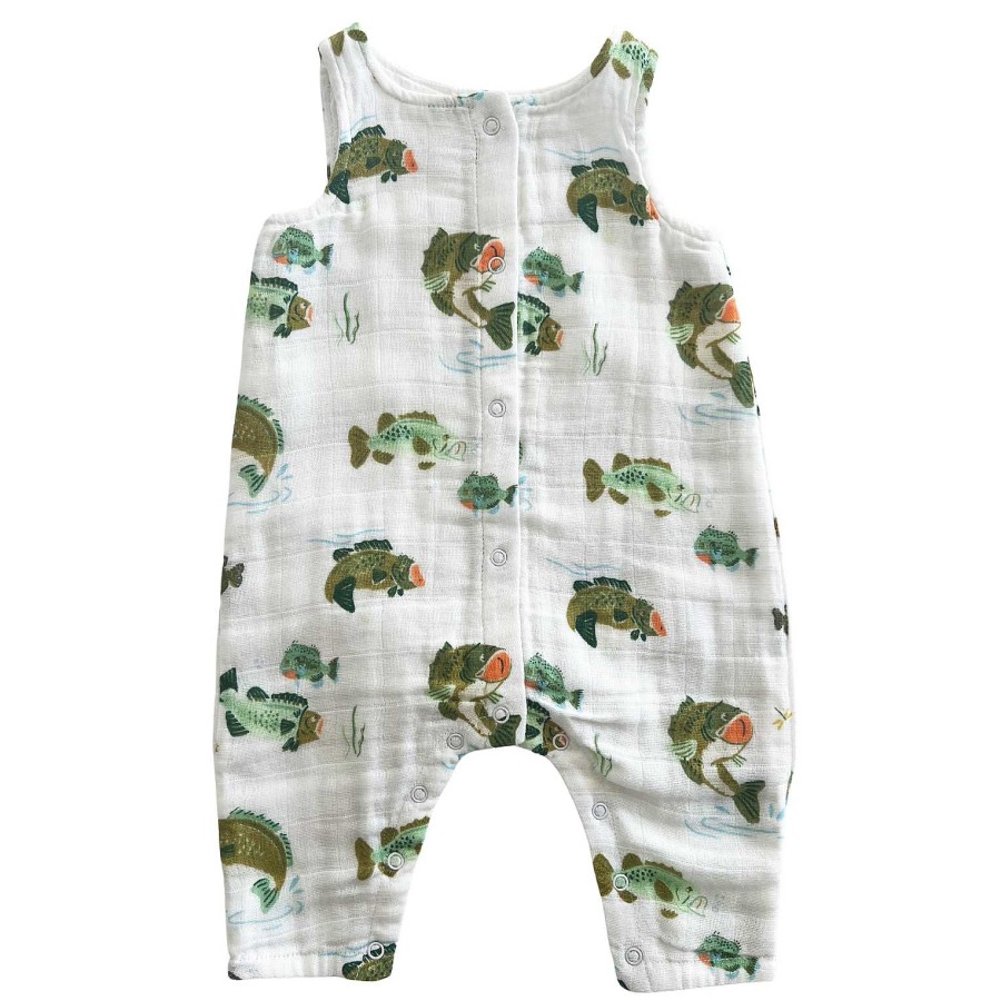 Boy Angel Dear | Muslin Sleeveless Romper, Bass Fishing