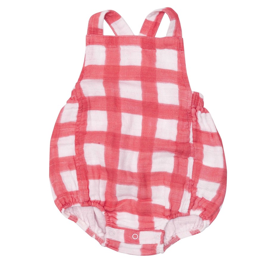 Boy Angel Dear | Retro Sunsuit, Painted Gingham Red