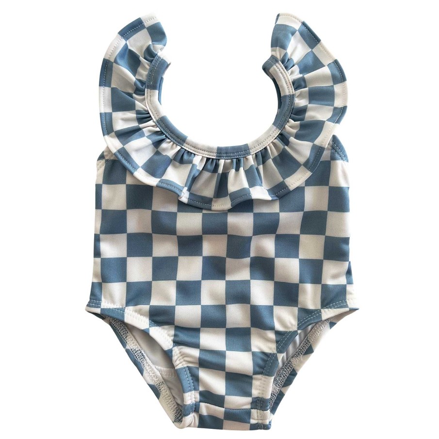 Girl SIIX Collection | Blueberry Muffin Checkerboard / Isla Swimsuit / Upf 50+