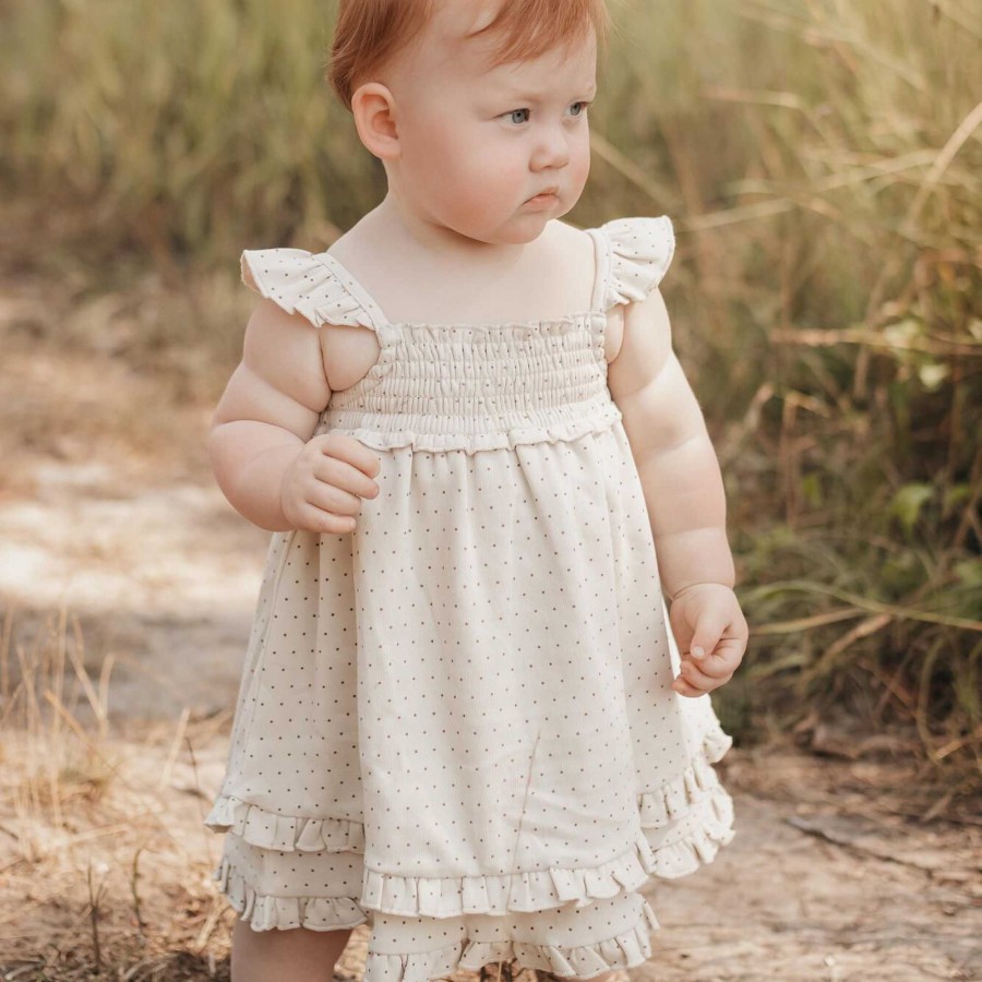 Girl L'ovedbaby | Smocked Summer Dress, Stone Dot