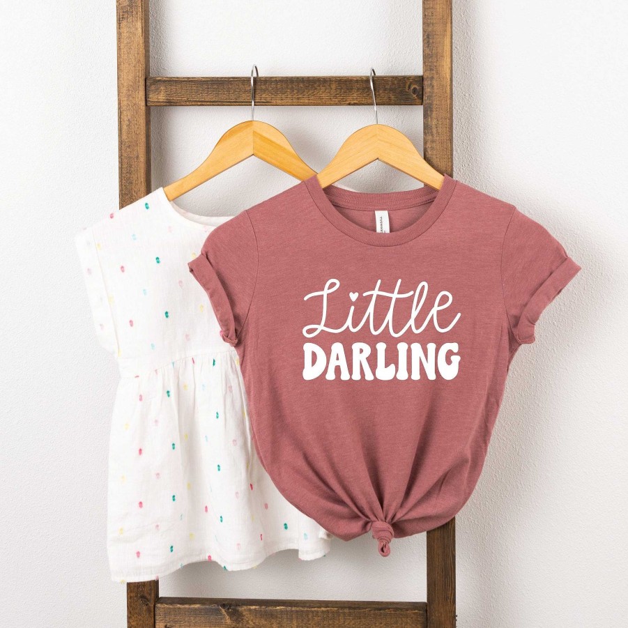 Girl The Juniper Shop | Little Darling Cursive Short Sleeve Tee, Mauve