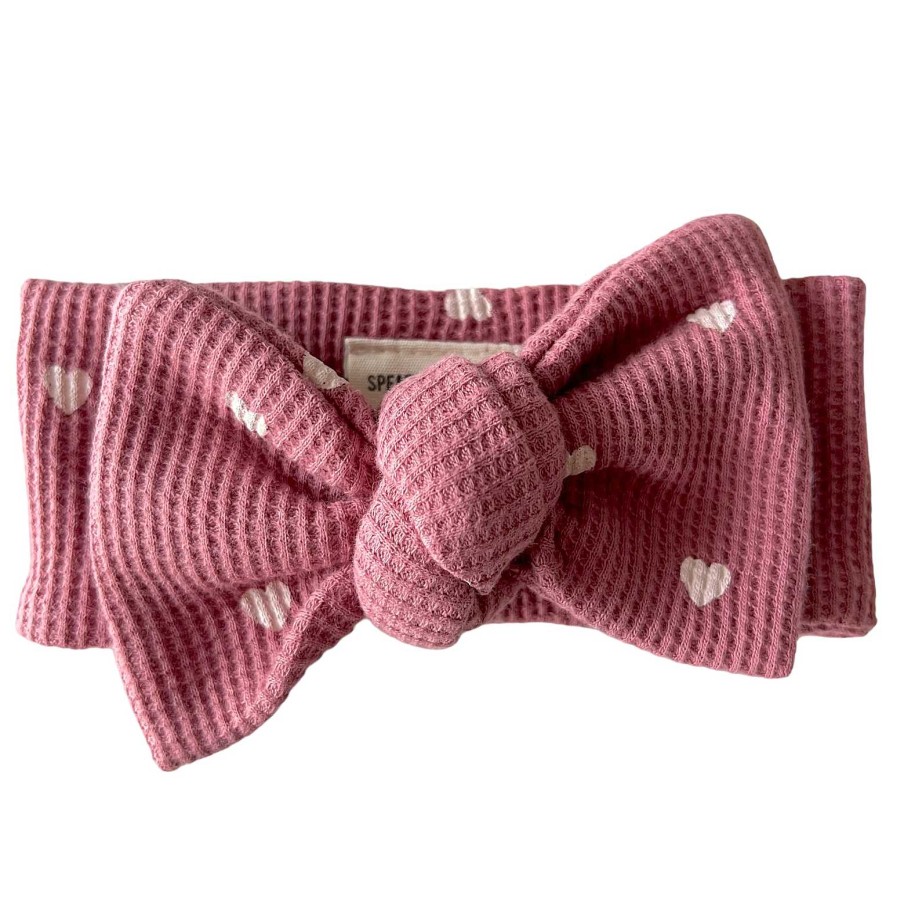 Girl SpearmintLOVE | Organic Waffle Knot Bow, Mauve Heart