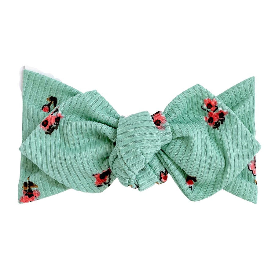 Girl Eyee Kids | Top Knot Headband, Ribbed Mint Floral