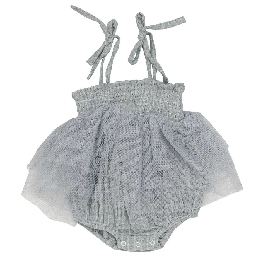 Girl Angel Dear | Muslin Tutu Bubble, Grey Grid