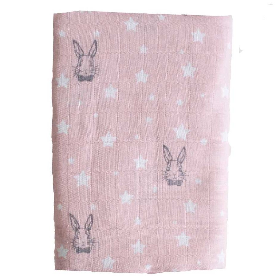 Baby Stuff Alimrose | Muslin Swaddle, Bunny Star Pink