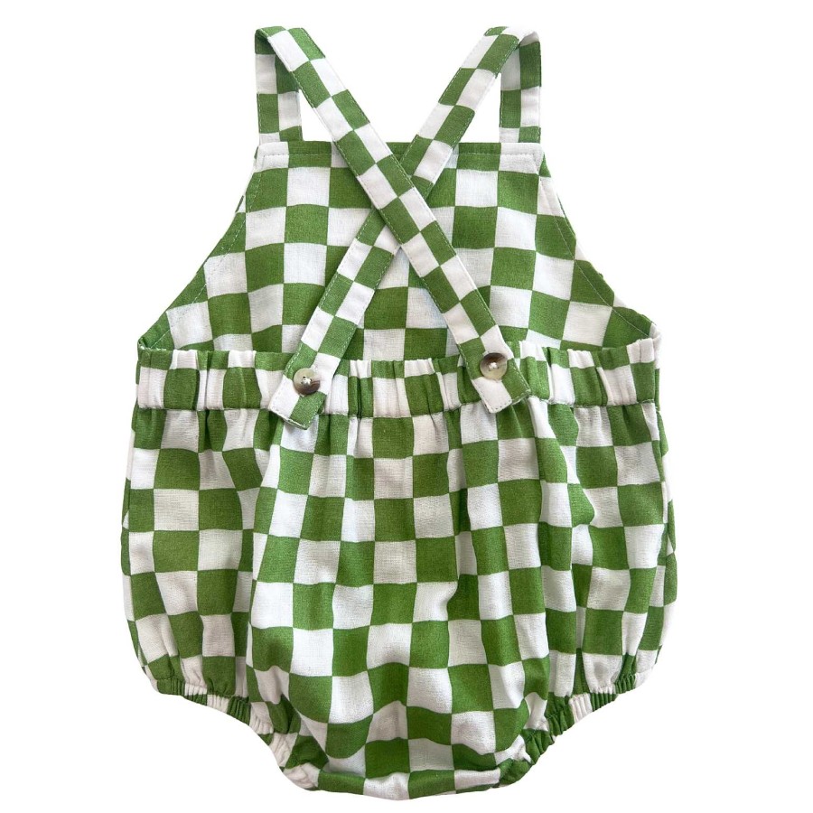 Boy SIIX Collection | Lime Checkerboard / Organic August Sunsuit