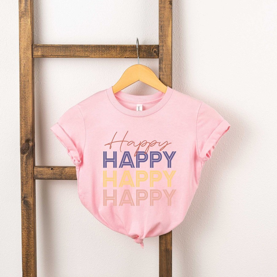 Girl The Juniper Shop | Happy Stacked Short Sleeve Tee, Pink