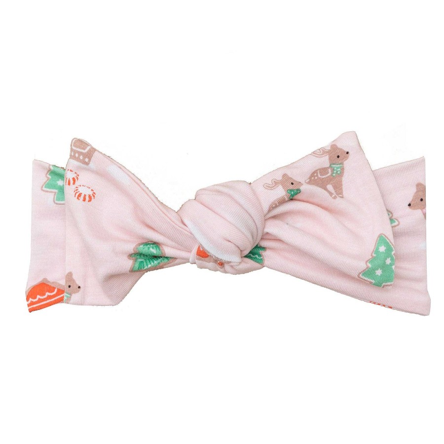 Girl Angel Dear | Knot Headband, Pink Gingerbread Sleigh