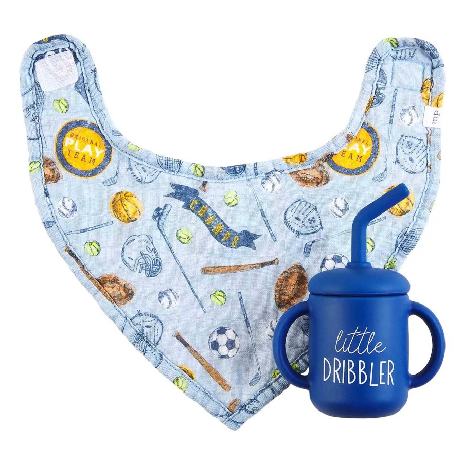 Baby Stuff Mud Pie | Sports Bib & Silicone Cup Set