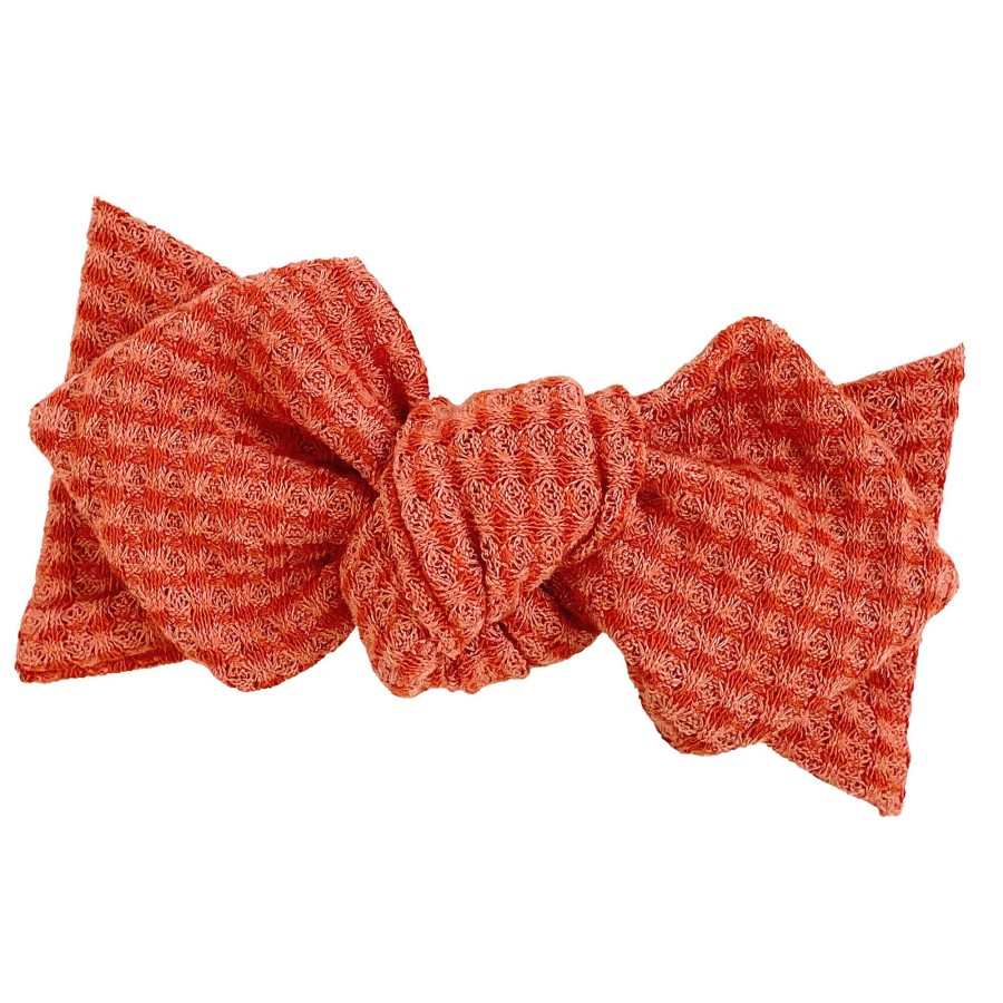 Girl Eyee Kids | Top Knot Headband, Waffle Terracotta Stripe