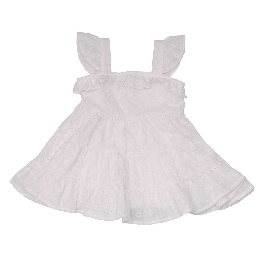 Girl Angel Dear | 3 Tiered Ruffle Sundress, Eyelet White