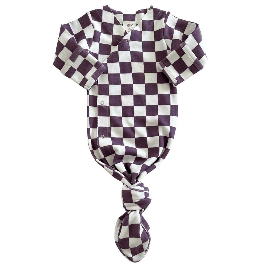 Boy SIIX Collection | Berry Cheesecake Checkerboard / Organic Kimono Knot Gown